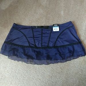 Blue and black mini lingerie skirt